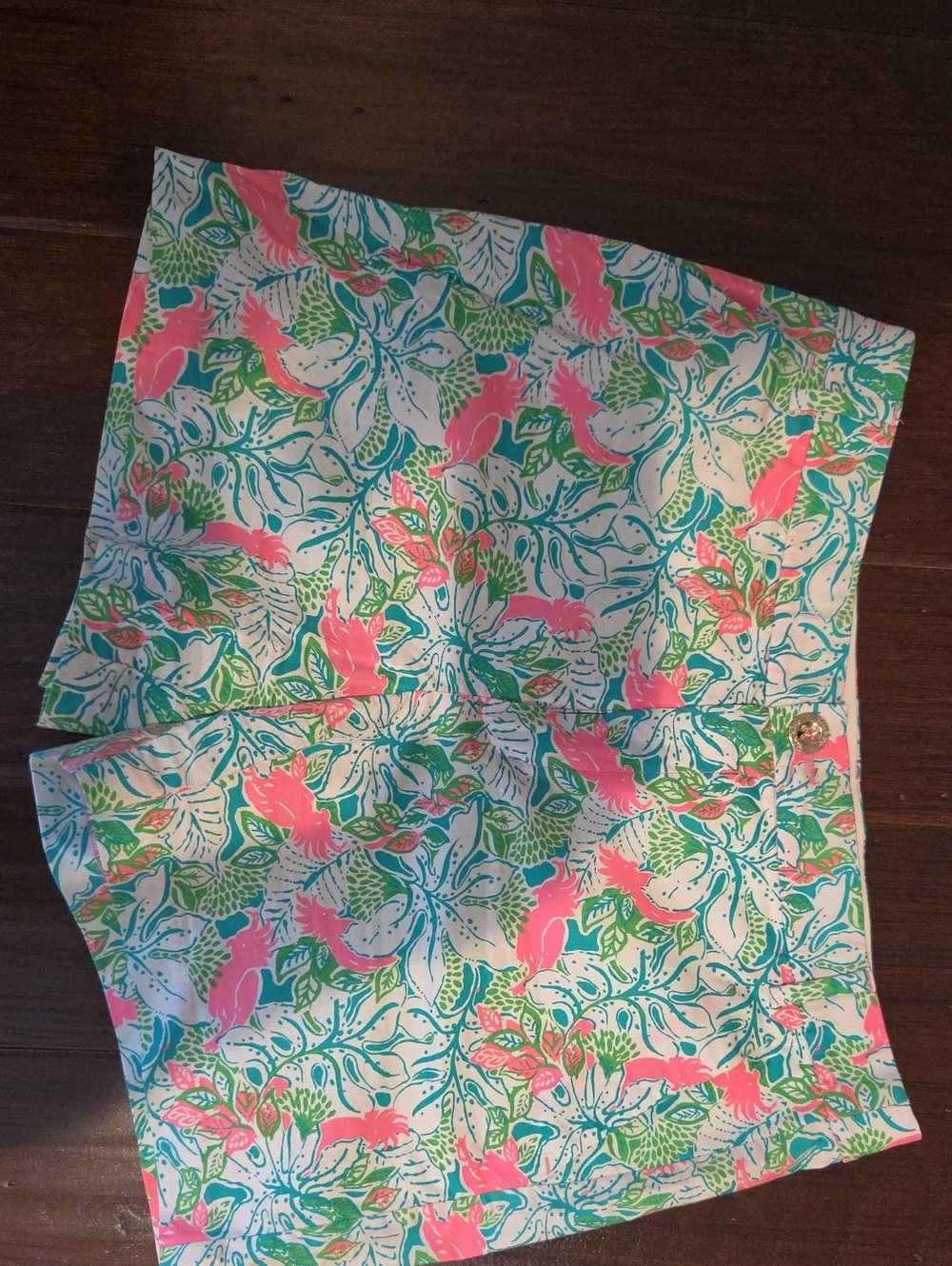 Lilly Pulitzer Coral Pink & Teal Floral Bermuda Shorts
